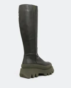 Tall Boots-L'INTERVALLE Mahone Green Leather