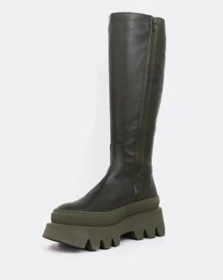 Tall Boots-L'INTERVALLE Mahone Green Leather