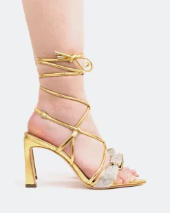 Strappy-L'INTERVALLE Maido, Gold Leather/Cuir Or