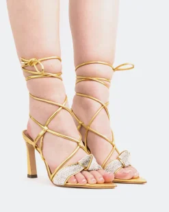 Strappy-L'INTERVALLE Maido, Gold Leather/Cuir Or