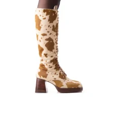 Platform|Tall Boots-L'INTERVALLE Mainz Brown Cow Pony