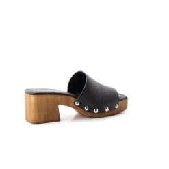 Wood Sandals|Mules-L'INTERVALLE Maja Black Leather
