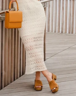 Wood Sandals|Mules-L'INTERVALLE Maja Cognac Suede