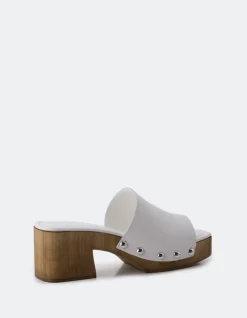 Wood Sandals|Mules-L'INTERVALLE Maja White Leather