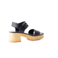 Wood Sandals|Platform-L'INTERVALLE Marion Black Leather