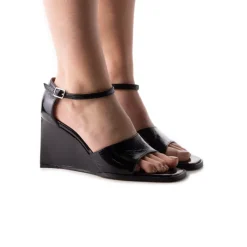 Wedges-L'INTERVALLE Mariposa Black Leather