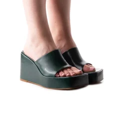 Wedges-L'INTERVALLE Matamoros Green Leather