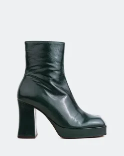 Platform|Ankle Boots-L'INTERVALLE Mayotte Green Leather