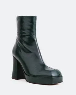 Platform|Ankle Boots-L'INTERVALLE Mayotte Green Leather