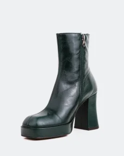 Platform|Ankle Boots-L'INTERVALLE Mayotte Green Leather