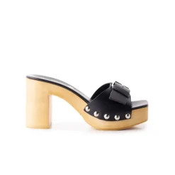 Wood Sandals|Mules-L'INTERVALLE Micro Black Leather