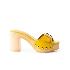 Wood Sandals|Mules-L'INTERVALLE Micro Mustard Leather