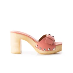 Mules|Wood Sandals-L'INTERVALLE Micro Pink Leather