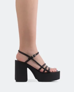 Platform|Strappy-L'INTERVALLE Minou Black Leather