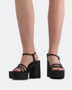 Platform|Strappy-L'INTERVALLE Minou Black Leather