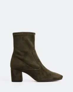 Stretch|Ankle Boots-L'INTERVALLE Montigny Khaki Suede Stretch