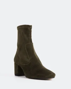 Stretch|Ankle Boots-L'INTERVALLE Montigny Khaki Suede Stretch