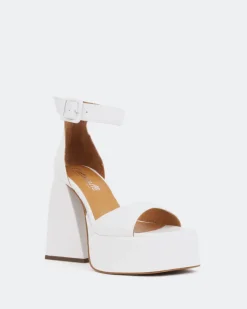 Platform-L'INTERVALLE Moore, White Leather/Cuir Blanc