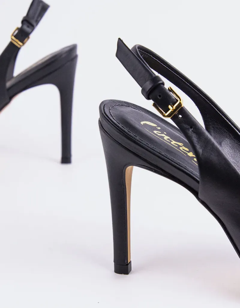 Slingbacks-L'INTERVALLE Morisha Black Leather