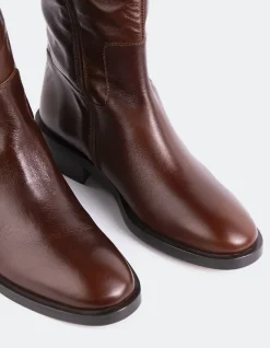 Tall Boots-L'INTERVALLE Moyle Chestnut Leather