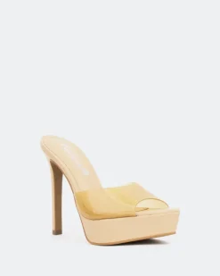 Platform|High Heels-L'INTERVALLE Nene, Tan Clear/Vinyl Ocre
