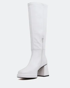 Platform|Tall Boots-L'INTERVALLE Normandy White Naplack