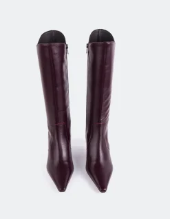 Tall Boots-L'INTERVALLE Odyssia Burgundy Leather