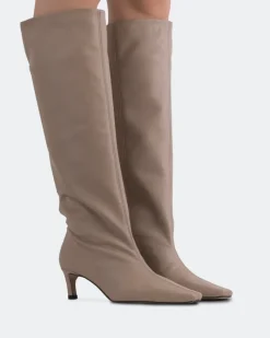 Tall Boots-L'INTERVALLE Omara Taupe Leather