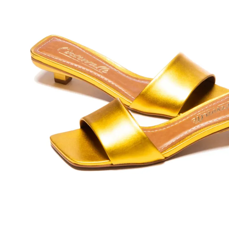 Mid Heels|Mules-L'INTERVALLE Omnia Yellow Metallic