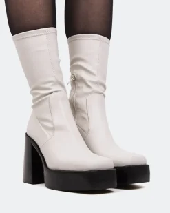 Platform|Ankle Boots-L'INTERVALLE Paix Ivory Stretch