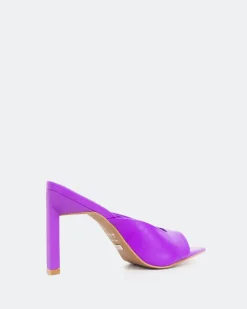 Mules-L'INTERVALLE Palms, Purple Leather/Cuir Violet