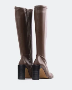 Stretch|Tall Boots-L'INTERVALLE Philina Brown Stretch