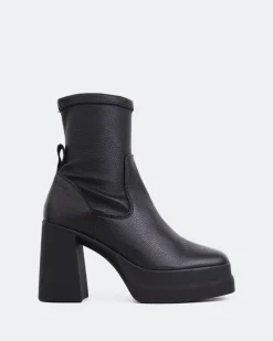 Ankle Boots-L'INTERVALLE Pienza Black Stretch