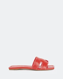 Flats-L'INTERVALLE Placida Red Leather
