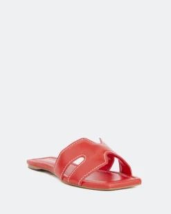 Flats-L'INTERVALLE Placida Red Leather