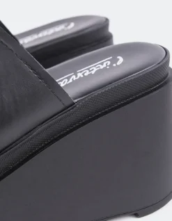 Wedges-L'INTERVALLE Positive Black Leather