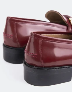 Loafers-L'INTERVALLE Prato Burgundy Leather