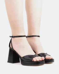 Platform-L'INTERVALLE Pujol, Black Leather/Cuir Noir