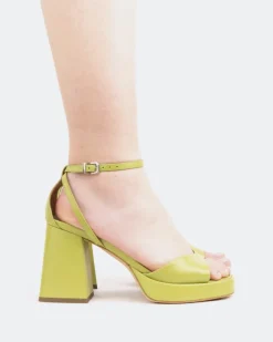 Platform-L'INTERVALLE Pujol, Green Leather/Cuir Vert