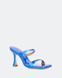 Mules-L'INTERVALLE Pyramid, Blue Metal/Métal Bleu