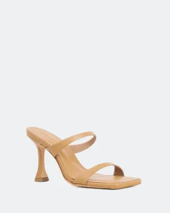 Mules-L'INTERVALLE Pyramid, Camel Leather/Cuir Chameau