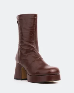 Platform|Ankle Boots-L'INTERVALLE Qoli Chestnut Leather