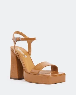 Platform|High Heels-L'INTERVALLE Rabanne, Cognac Naplack/Naplack Cognac