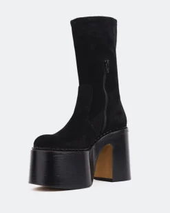 Ankle Boots-L'INTERVALLE Remington Black Suede Stretch