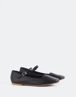Ballerinas-L'INTERVALLE Reubena Black Leather