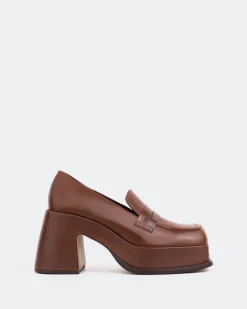 Platforms|Loafers-L'INTERVALLE Rochfort Chestnut Leather