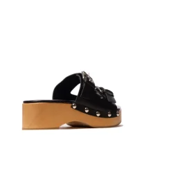 Wood Sandals-L'INTERVALLE Ronja Black Leather
