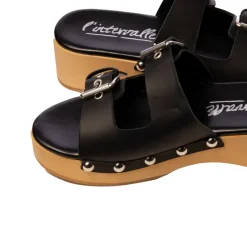Wood Sandals-L'INTERVALLE Ronja Black Leather