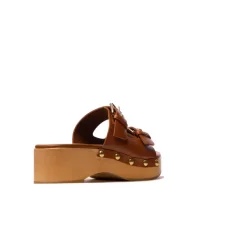 Wood Sandals-L'INTERVALLE Ronja Tan Leather