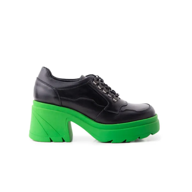 Lace-up-L'INTERVALLE Rowdy Black/Green Leather